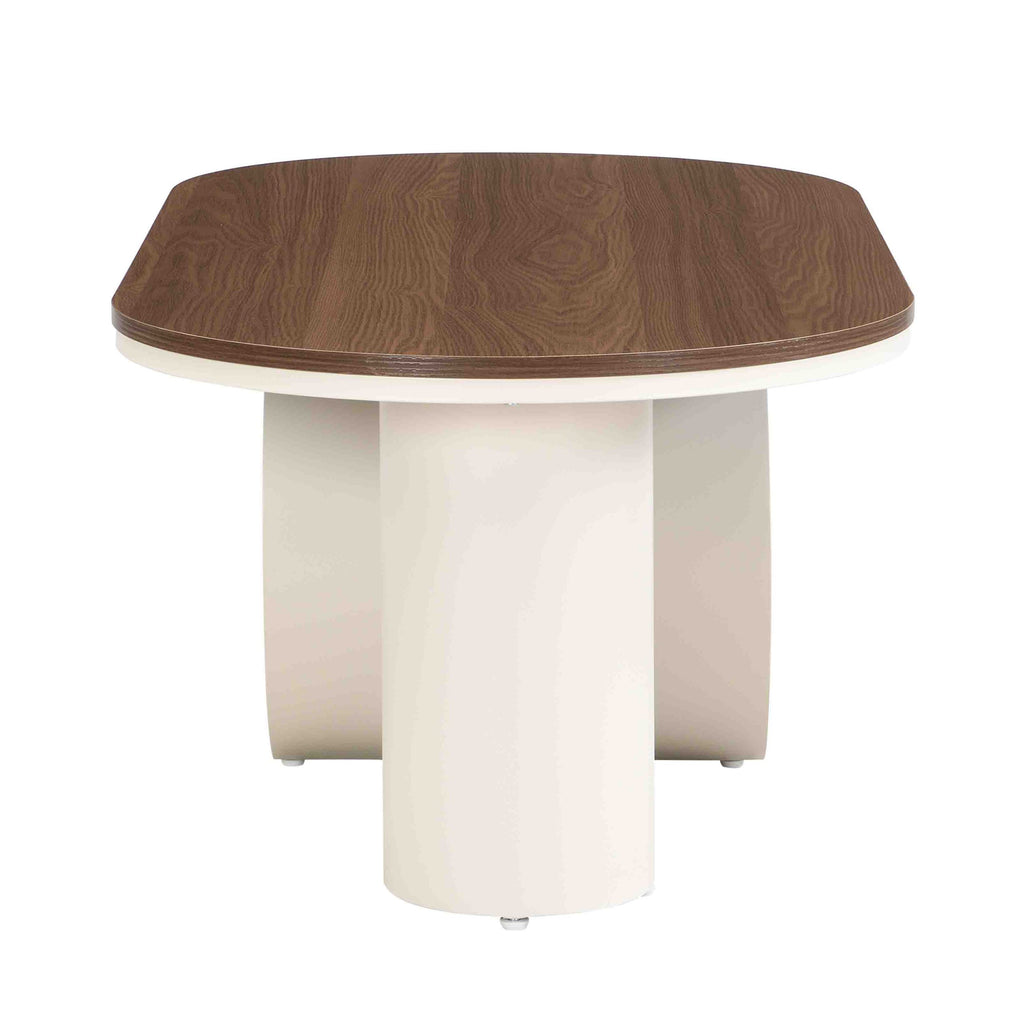 Luxury Oval Coffee Table, 47.24'' Coffee Table with Storage Drawer, White Metal Center Table for Living Room