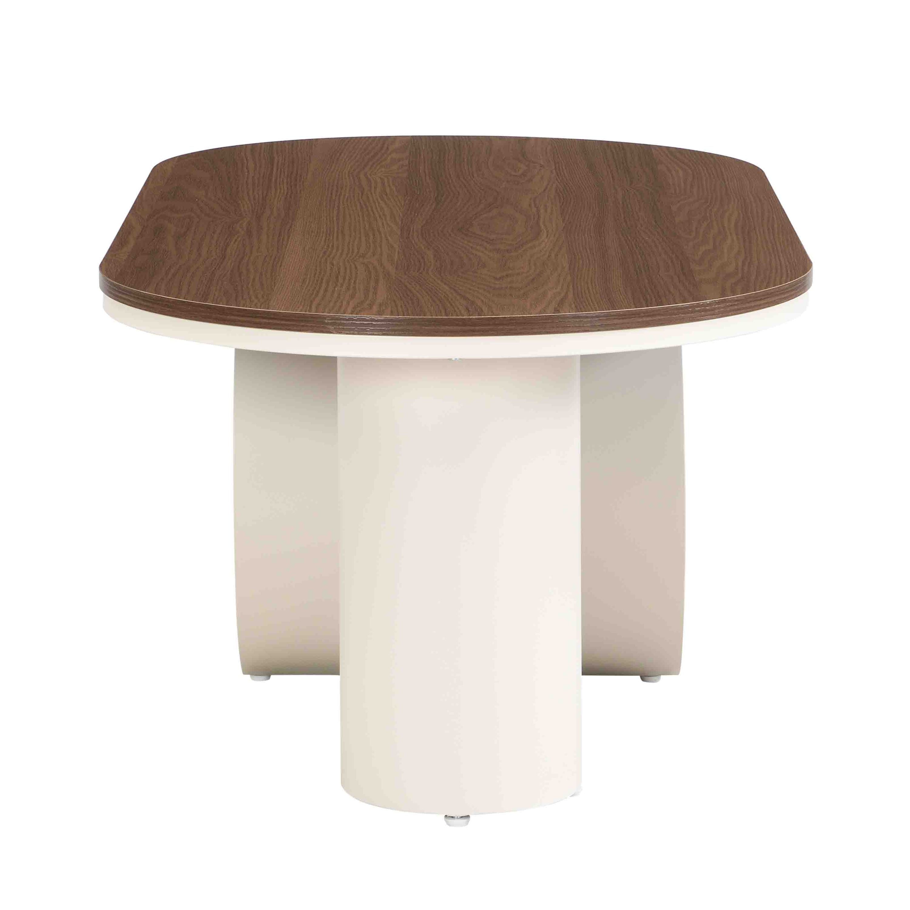 Luxury Oval Coffee Table, 47.24'' Coffee Table with Storage Drawer, White Metal Center Table for Living Room