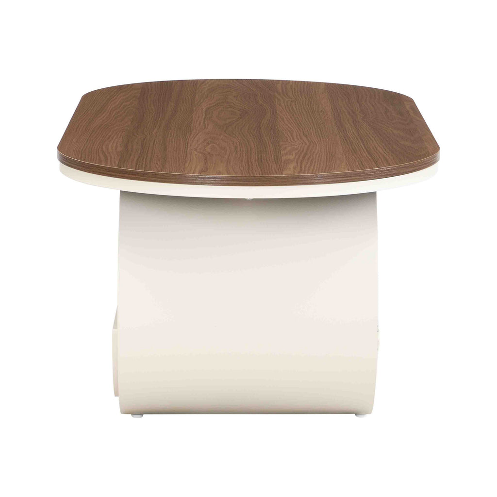 Luxury Oval Coffee Table, 47.24'' Coffee Table with Storage Drawer, White Metal Center Table for Living Room