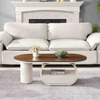 Luxury Oval Coffee Table, 47.24'' Coffee Table with Storage Drawer, White Metal Center Table for Living Room