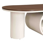 Luxury Oval Coffee Table, 47.24'' Coffee Table with Storage Drawer, White Metal Center Table for Living Room