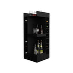 Lyman 46 Tall 3-Tier Corner Bar Cabinet with Fourteen Wine Bottle Cubbies, Living Room, Liquor Cabinet, Storage Cabinet Black