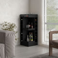 Lyman 46 Tall 3-Tier Corner Bar Cabinet with Fourteen Wine Bottle Cubbies, Living Room, Liquor Cabinet, Storage Cabinet Black