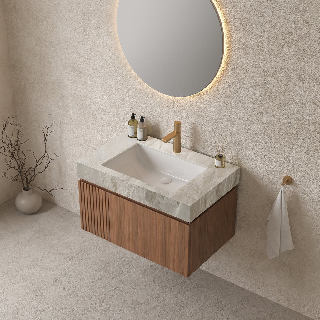 30' MURI Brown Oak Cabinet only, NO Basin and Top, NO Faucet and Sink Cover Bathroom Cabinets