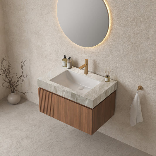 30' MURI Brown Oak Cabinet only, NO Basin and Top, NO Faucet and Sink Cover Bathroom Cabinets