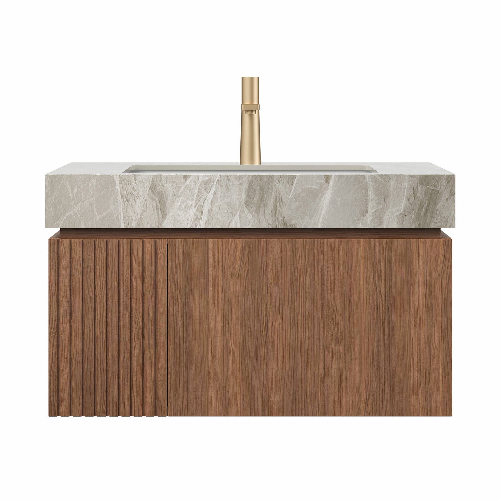 30' MURI Brown Oak Cabinet only, NO Basin and Top, NO Faucet and Sink Cover Bathroom Cabinets