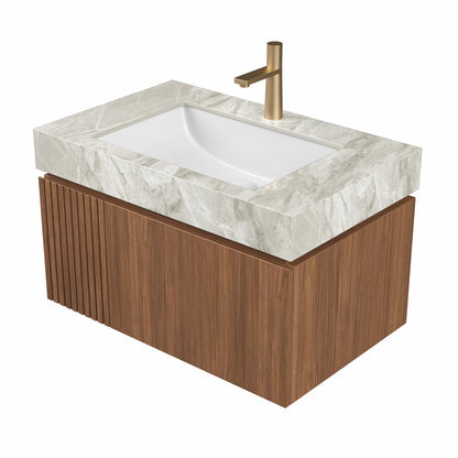 30' MURI Brown Oak Cabinet only, NO Basin and Top, NO Faucet and Sink Cover Bathroom Cabinets