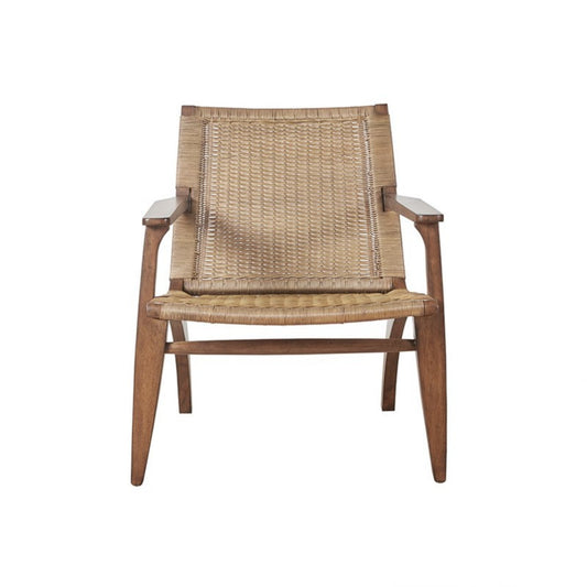 Clearwater Accent Chair Mahogany Wood Frame with Rattan Back and Seat in Natural Finish Accent Chair