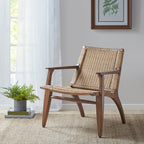 Clearwater Accent Chair Mahogany Wood Frame with Rattan Back and Seat in Natural Finish Accent Chair