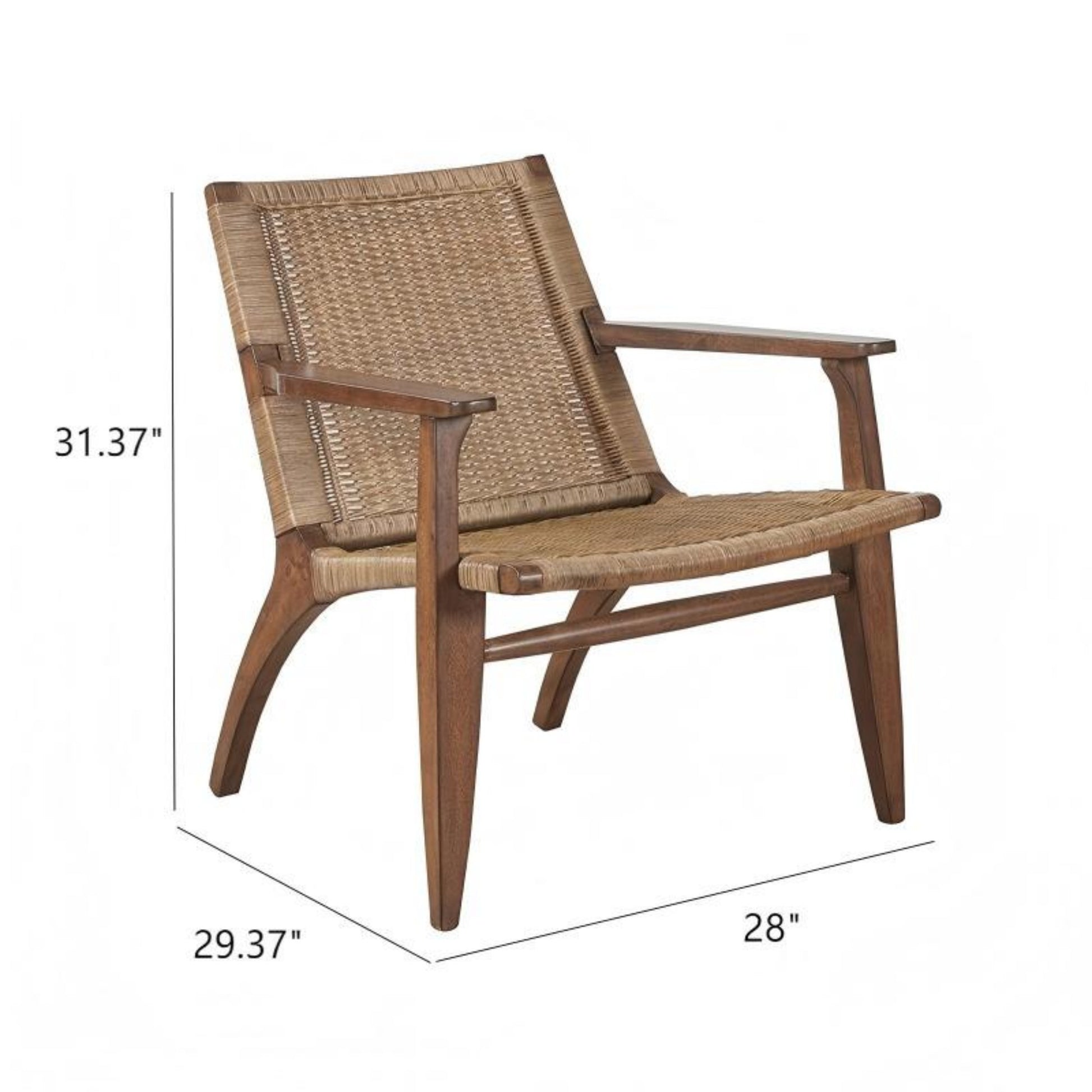 Clearwater Accent Chair Mahogany Wood Frame with Rattan Back and Seat in Natural Finish Accent Chair