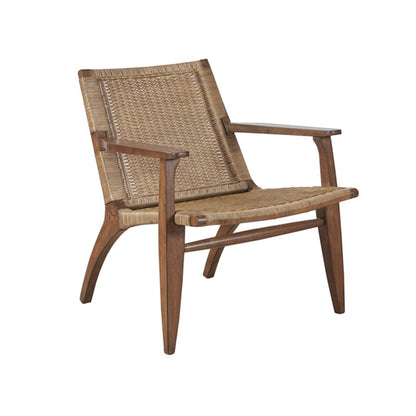 Clearwater Accent Chair Mahogany Wood Frame with Rattan Back and Seat in Natural Finish Accent Chair