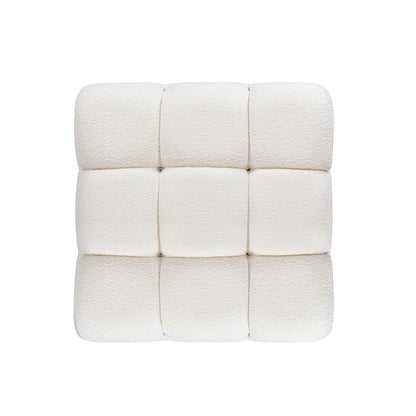 Marcel 36' Bubble Modular Modern Cocktail Ottoman, Ivory White Boucle
