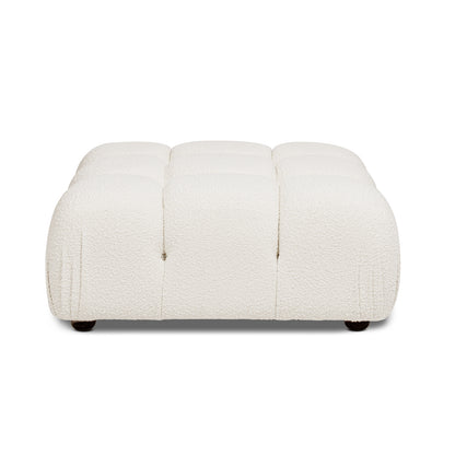 Marcel 36' Bubble Modular Modern Cocktail Ottoman, Ivory White Boucle