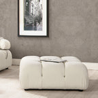 Marcel 36' Bubble Modular Modern Cocktail Ottoman, Ivory White Boucle
