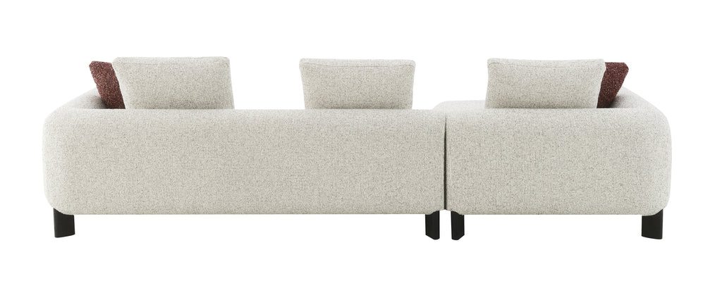 Mardi Maroon & Beige Tweed Sectional Sofa w/3 Pillows