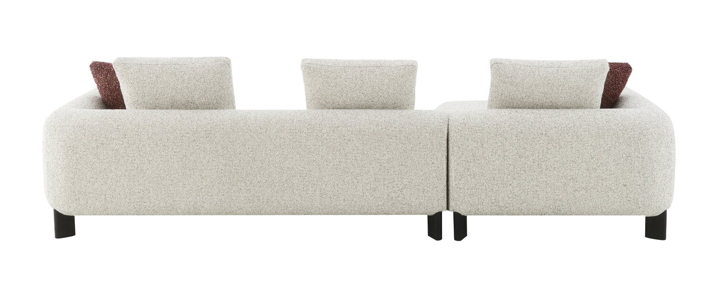 Mardi Maroon & Beige Tweed Sectional Sofa w/3 Pillows