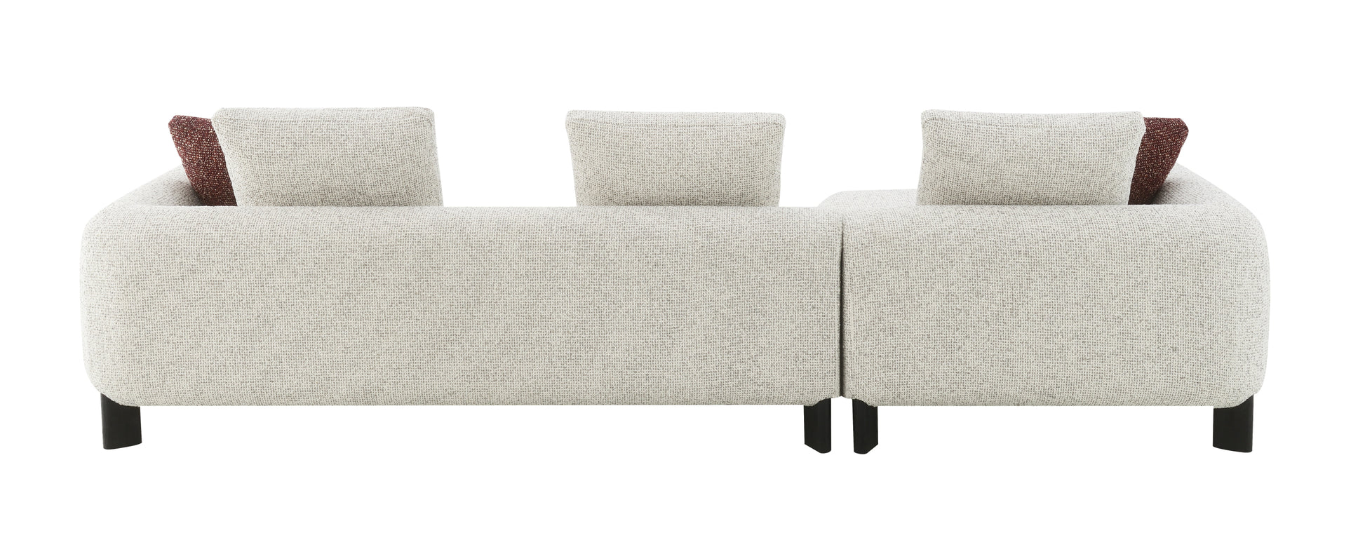 Mardi Maroon & Beige Tweed Sectional Sofa w/3 Pillows