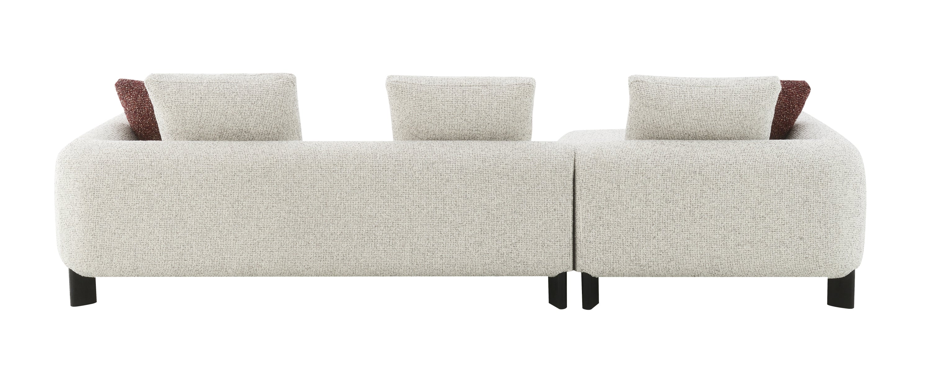 Mardi Maroon & Beige Tweed Sectional Sofa w/3 Pillows