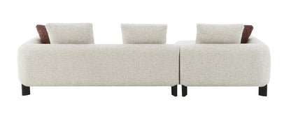 Mardi Maroon & Beige Tweed Sectional Sofa w/3 Pillows