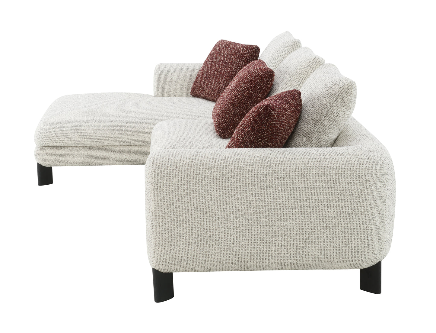 Mardi Maroon & Beige Tweed Sectional Sofa w/3 Pillows