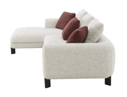 Mardi Maroon & Beige Tweed Sectional Sofa w/3 Pillows