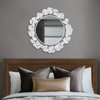 30.5'Eden Gingko Leaf Round Wall Mirror White Mirror