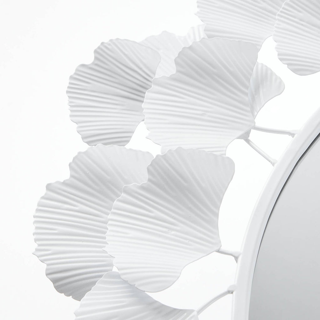 30.5'Eden Gingko Leaf Round Wall Mirror White Mirror