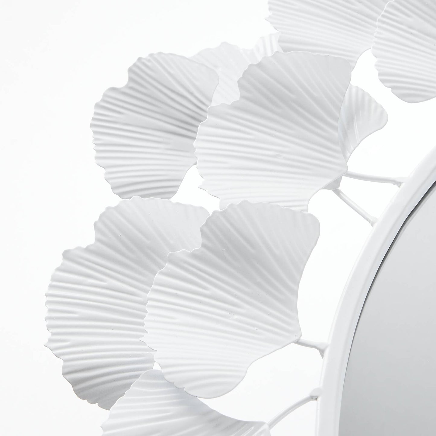 30.5'Eden Gingko Leaf Round Wall Mirror White Mirror