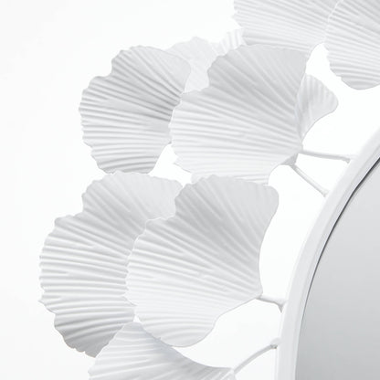 30.5'Eden Gingko Leaf Round Wall Mirror White Mirror