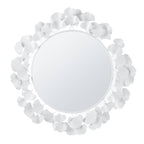 30.5'Eden Gingko Leaf Round Wall Mirror White Mirror