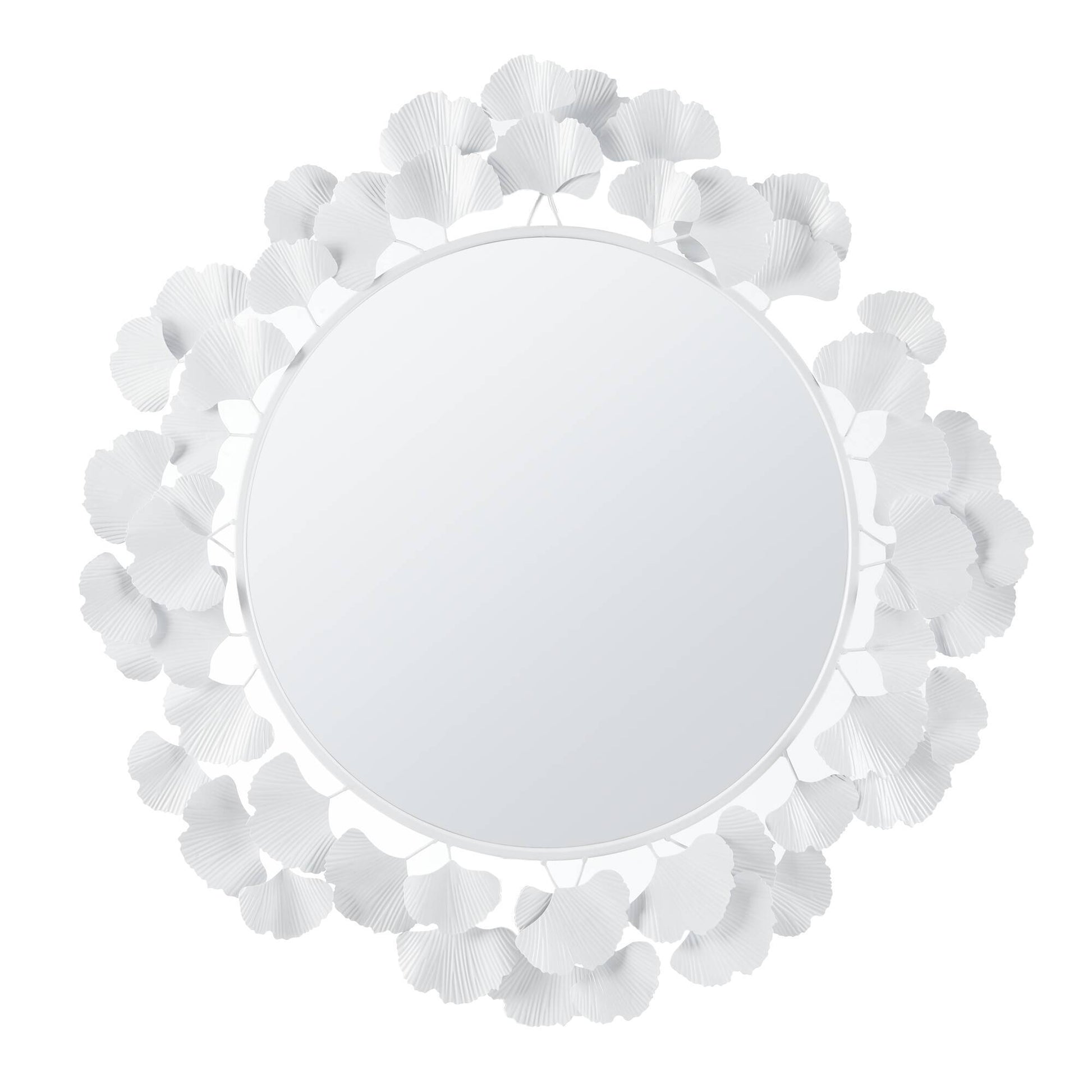 30.5'Eden Gingko Leaf Round Wall Mirror White Mirror