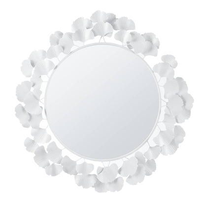 30.5'Eden Gingko Leaf Round Wall Mirror White Mirror