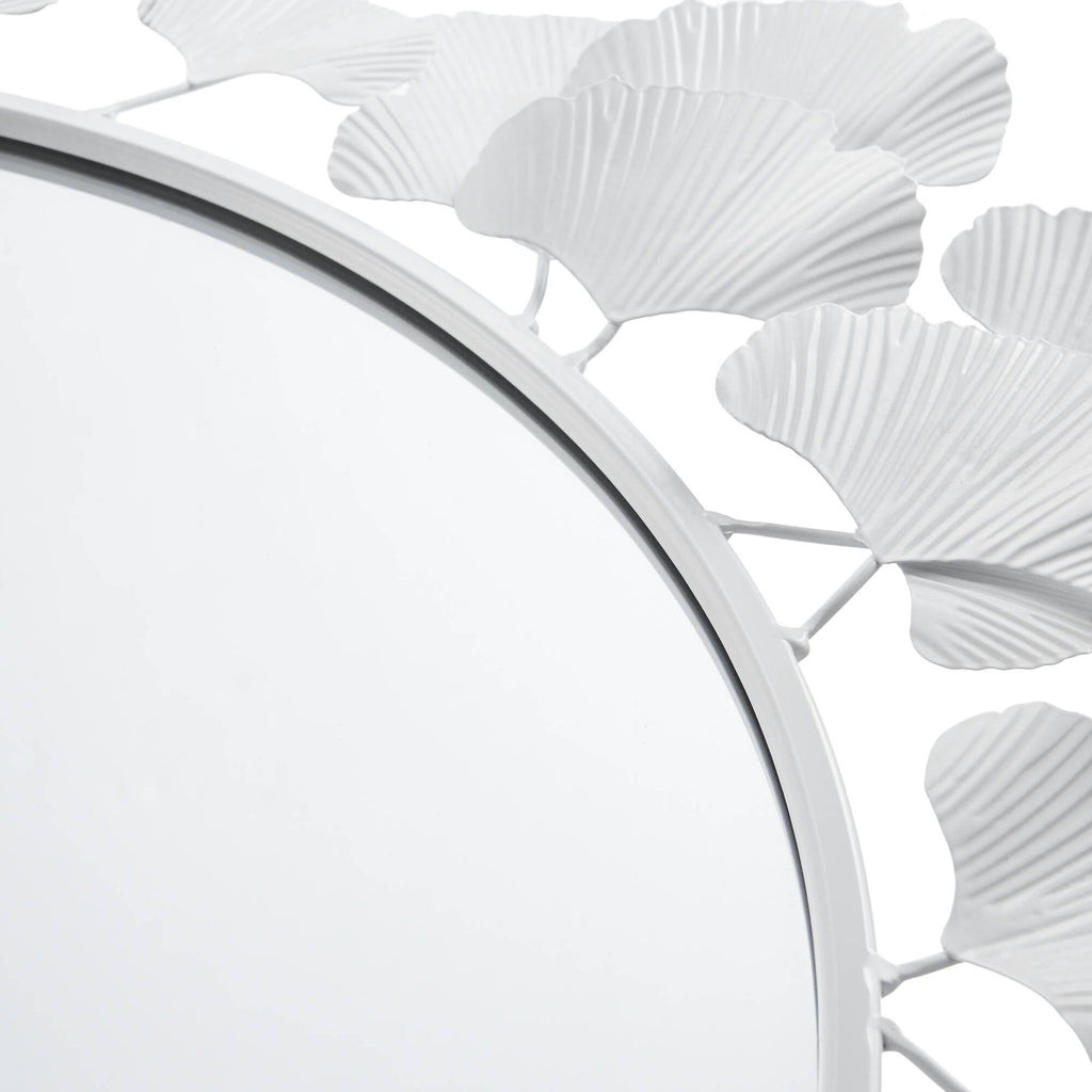 30.5'Eden Gingko Leaf Round Wall Mirror White Mirror