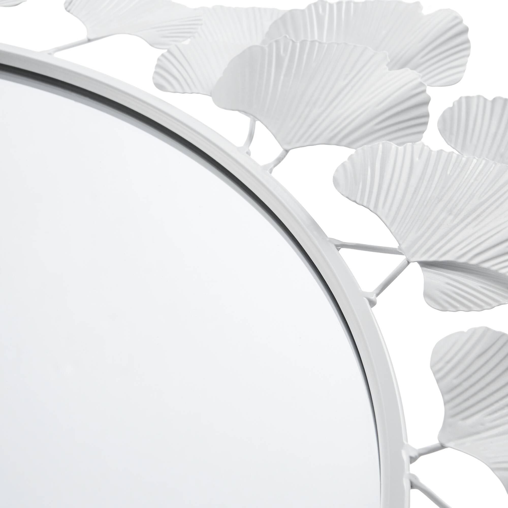 30.5'Eden Gingko Leaf Round Wall Mirror White Mirror
