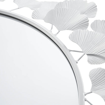 30.5'Eden Gingko Leaf Round Wall Mirror White Mirror