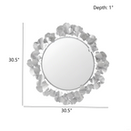 30.5'Eden Gingko Leaf Round Wall Mirror White Mirror