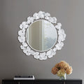30.5'Eden Gingko Leaf Round Wall Mirror White Mirror