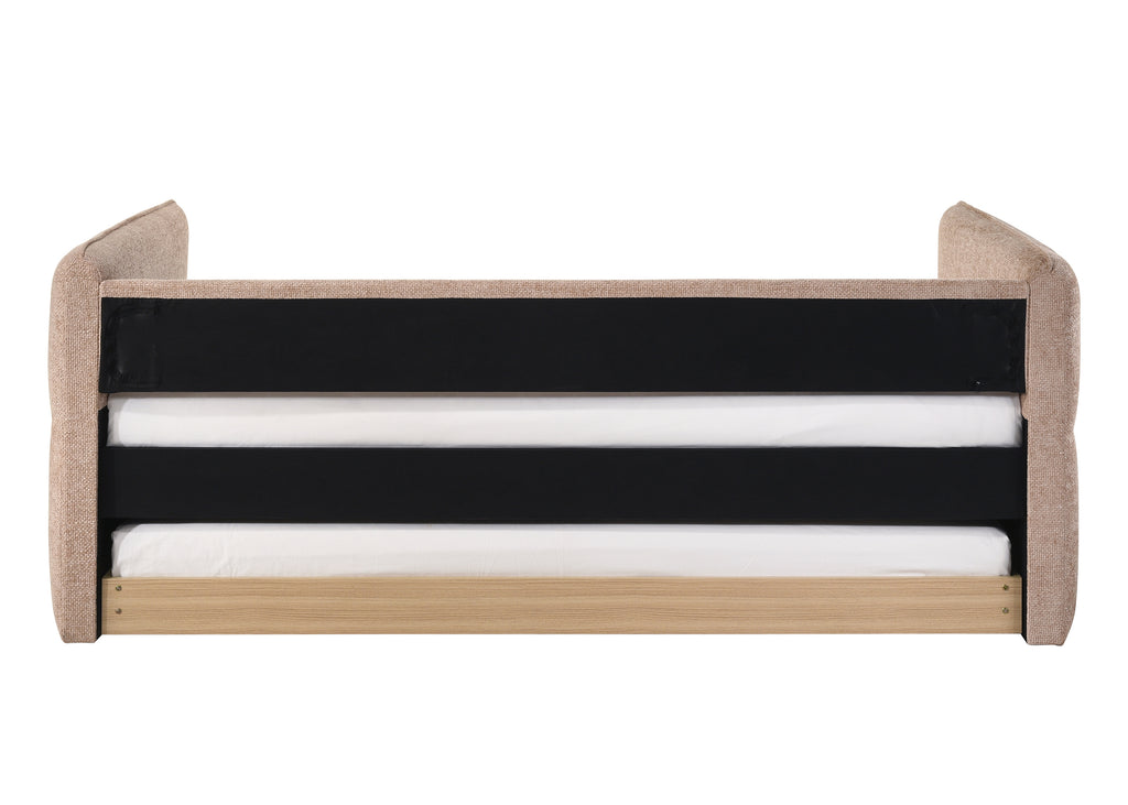 Luxurious 1pc Modern Daybed Pull Out Trundle Button Tufted Nailhead Trim Bedroom Living Room Furniture Mauve Finish