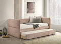 Luxurious 1pc Modern Daybed Pull Out Trundle Button Tufted Nailhead Trim Bedroom Living Room Furniture Mauve Finish
