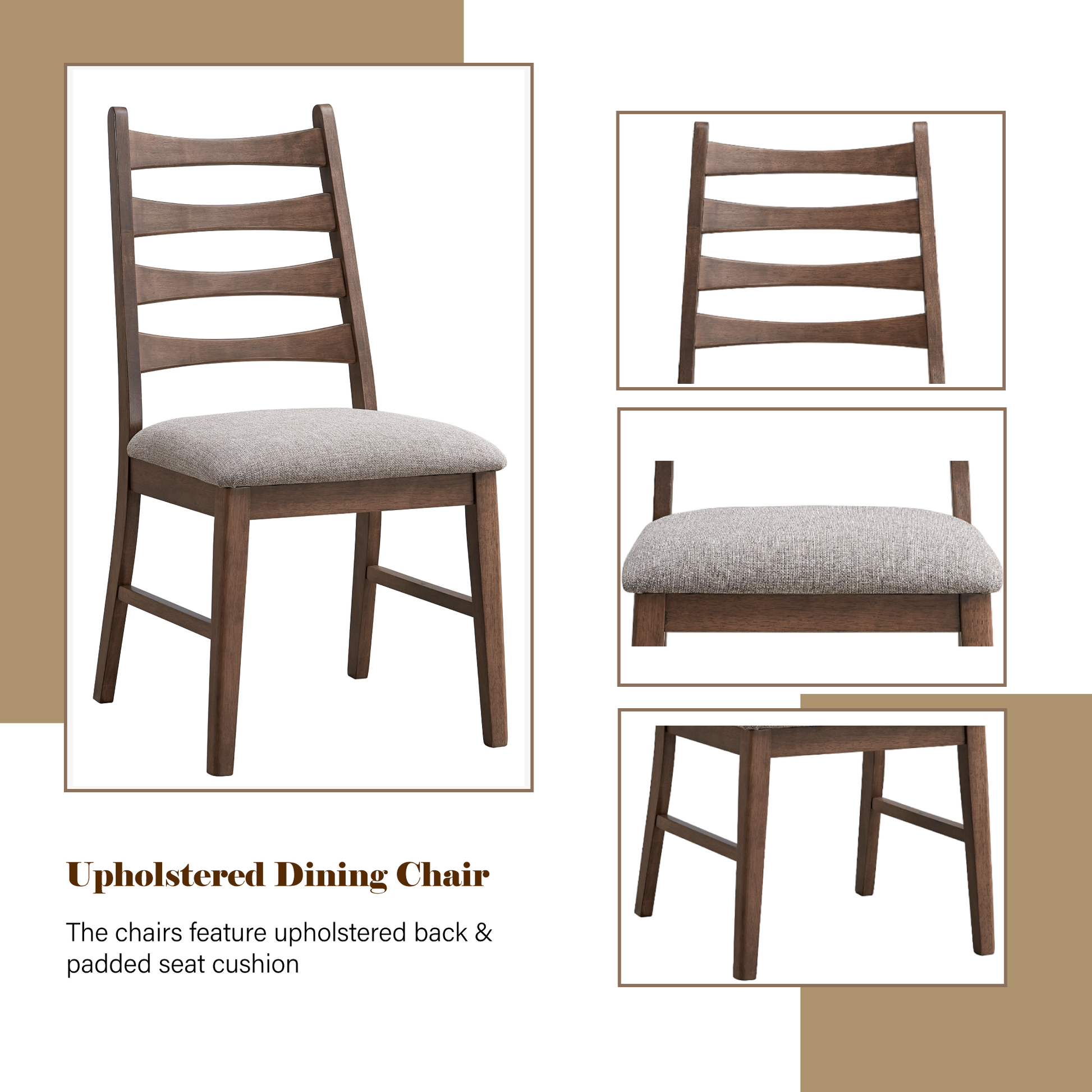 Mayah Gray Linen & Walnut Finish Side Chair (Set of 2)