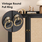 Sideboard Buffet Cabinet with Storage, Bar Liquor Cabinet with Rattan Decorated Doors, Credenza Console Tablefor Dining Room, Living Room,Hallway