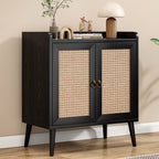 Sideboard Buffet Cabinet with Storage, Bar Liquor Cabinet with Rattan Decorated Doors, Credenza Console Tablefor Dining Room, Living Room,Hallway