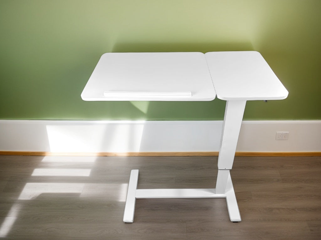 Overbed Bedside Desk Mobile Rolling Laptop Stand Tilting Overbed Table with Wheels Height Adjustable Tray Table for Laptop Bed Sofa Side Table ,Bedside Table(WHITE),Gift for Mother's day
