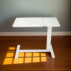 Overbed Bedside Desk Mobile Rolling Laptop Stand Tilting Overbed Table with Wheels Height Adjustable Tray Table for Laptop Bed Sofa Side Table ,Bedside Table(WHITE),Gift for Mother's day