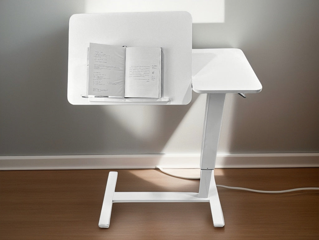 Overbed Bedside Desk Mobile Rolling Laptop Stand Tilting Overbed Table with Wheels Height Adjustable Tray Table for Laptop Bed Sofa Side Table ,Bedside Table(WHITE),Gift for Mother's day