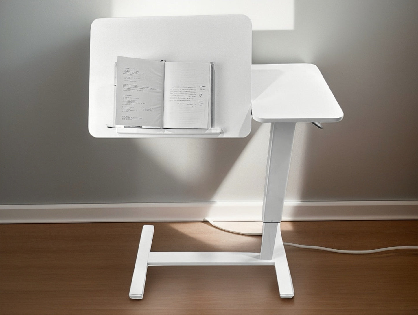 Overbed Bedside Desk Mobile Rolling Laptop Stand Tilting Overbed Table with Wheels Height Adjustable Tray Table for Laptop Bed Sofa Side Table ,Bedside Table(WHITE),Gift for Mother's day