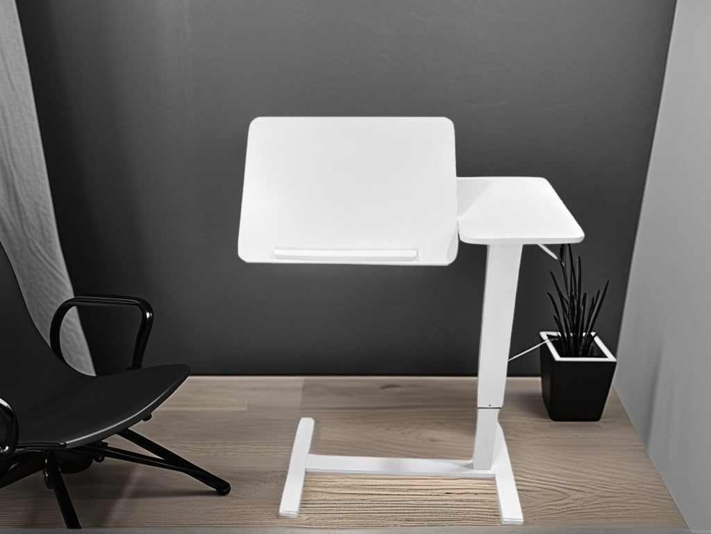 Overbed Bedside Desk Mobile Rolling Laptop Stand Tilting Overbed Table with Wheels Height Adjustable Tray Table for Laptop Bed Sofa Side Table ,Bedside Table(WHITE),Gift for Mother's day