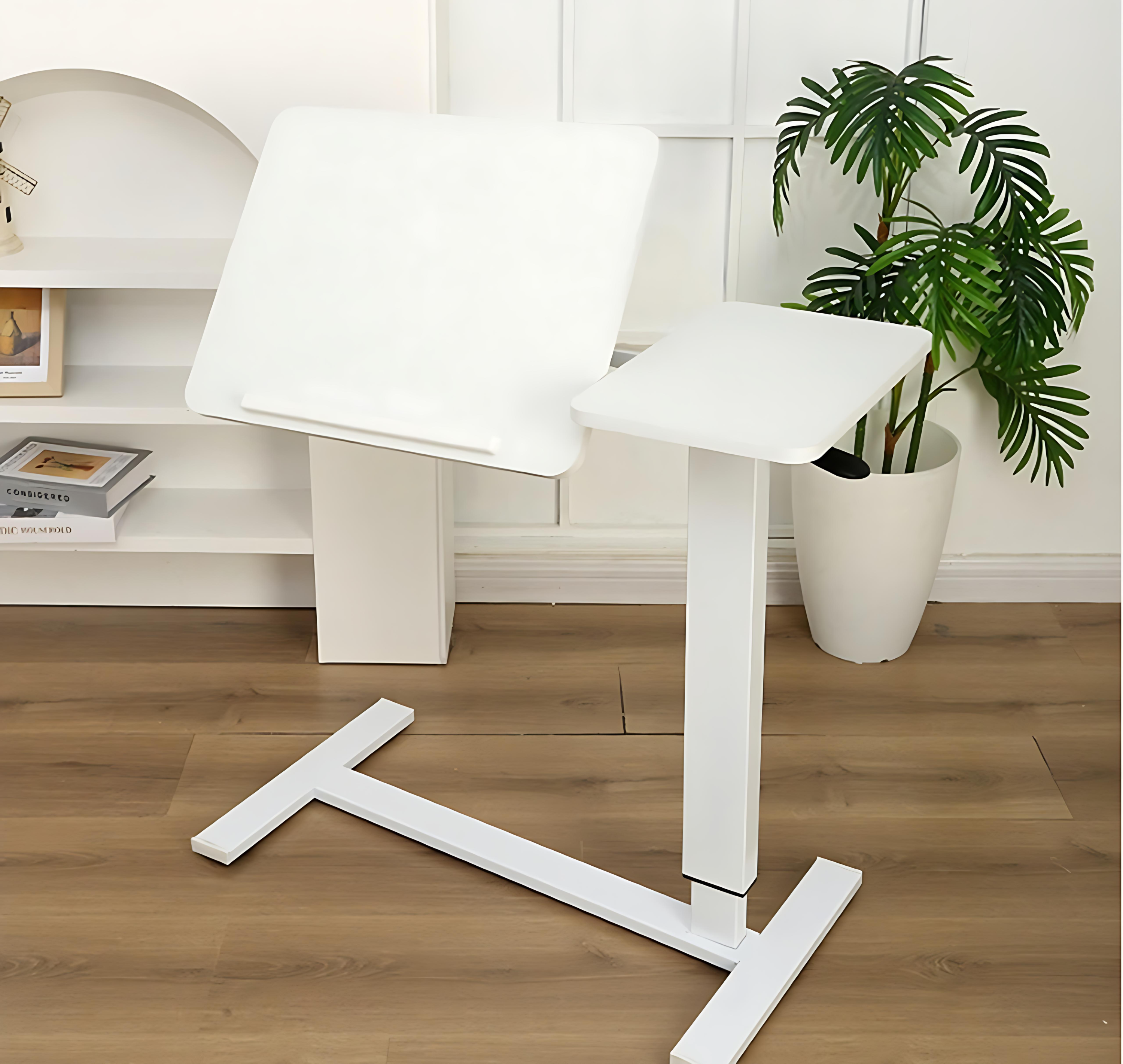 Overbed Bedside Desk Mobile Rolling Laptop Stand Tilting Overbed Table with Wheels Height Adjustable Tray Table for Laptop Bed Sofa Side Table ,Bedside Table(WHITE),Gift for Mother's day