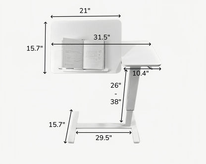 Overbed Bedside Desk Mobile Rolling Laptop Stand Tilting Overbed Table with Wheels Height Adjustable Tray Table for Laptop Bed Sofa Side Table ,Bedside Table(WHITE),Gift for Mother's day