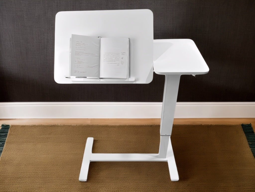 Overbed Bedside Desk Mobile Rolling Laptop Stand Tilting Overbed Table with Wheels Height Adjustable Tray Table for Laptop Bed Sofa Side Table ,Bedside Table(WHITE),Gift for Mother's day